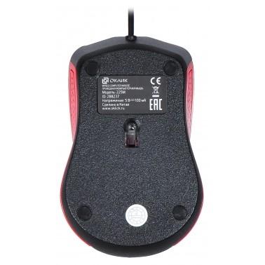 Oklick 225M черный/красный Мышь оптическая (1200dpi) USB (3but) [288237]