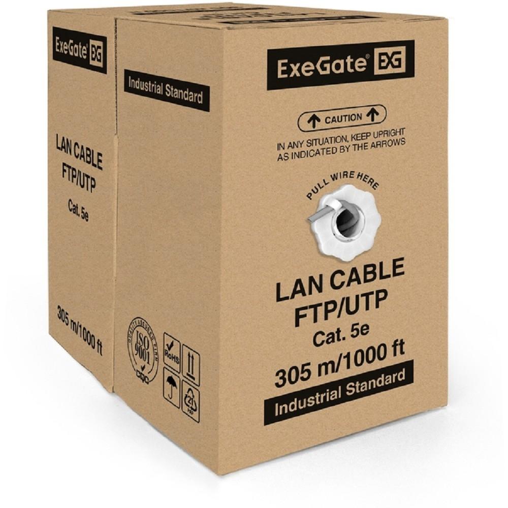 Exegate EX256745RUS Кабель UTP 2 пары кат.5e Exegate CCA, 24AWG, бухта 305м, серый, PVC
