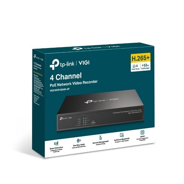 TP-Link VIGI NVR1004H-4P VIGI 4-канальный сетевой видеорегистратор с поддержкой PoE+