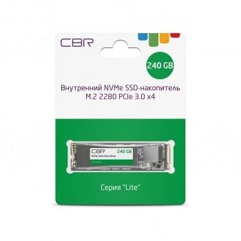 CBR SSD-240GB-M.2-LT22, Внутренний SSD-накопитель, серия "Lite", 240 GB, M.2 2280, PCIe 3.0 x4, NVMe 1.3, SM2263XT, 3D TLC NAND, R/W speed up to 2000/1300 MB/s, TBW (TB) 120