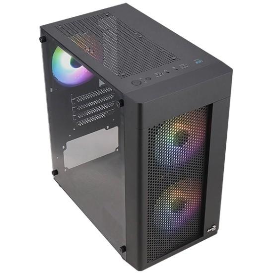 Корпус MiniTower AeroCool HEXFORM-G-BK-v2 (mATX, стекло, сетка, USB3.0x1, USB2.0x2, 3x120mm FRGB fans) (4711099471799)