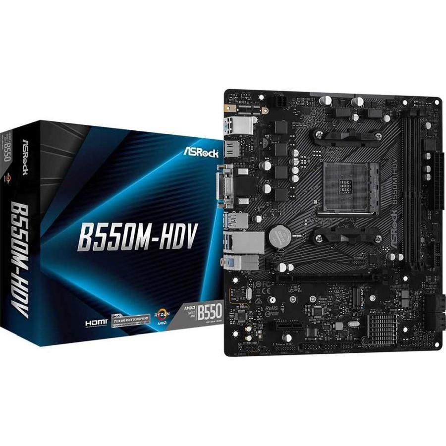 Asrock B550M-HDV {Soc-AM4 AMD B550 2xDDR4 mATX AC`97 8ch(7.1) GbLAN RAID+VGA+DVI+HDMI}