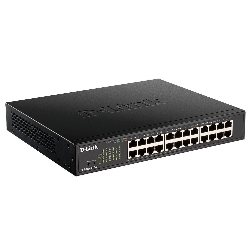 D-Link DGS-1100-24PV2/A3A Настраиваемый L2 коммутатор c 24 портами 10/100/1000Base-T (12 портов РоЕ 802.3af/at, PoE-бюджет 100 Вт)