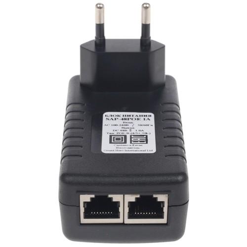 ORIENT SAP-48POE 1A, PoE инжектор питания 48W, AC 100-240V/ DC 48V, 1.0A, вход: RJ45 LAN 10/100, выход: RJ45 PoE тип B (4/5+,7/8-), совместим с оборудованием PoE IEEE 802.3af, (30428)