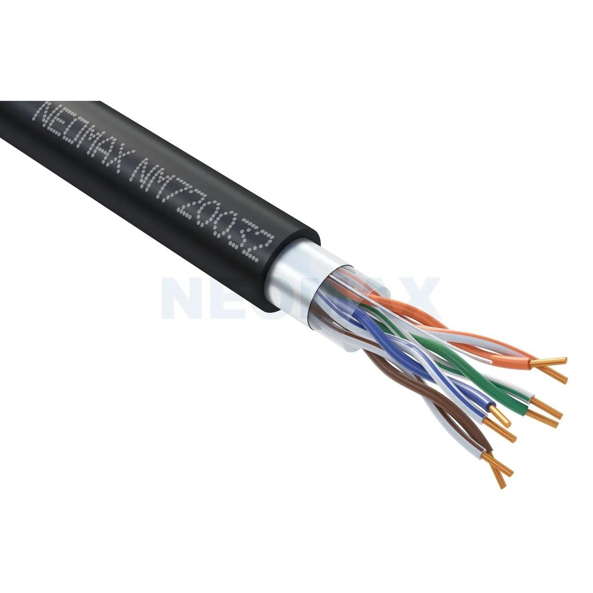 Кабель NEOMAX [NM720032-P] F/UTP cat.5e 4x2x0.52, 24 AWG, медь, внешний, PE, 305м, черный