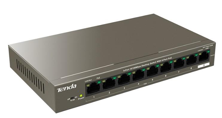 TENDA TEF1109P-8-102W Коммутатор настольный 9-Ports 10/100 Base-TX 8-Ports PoE(PoE бюджет 92W)