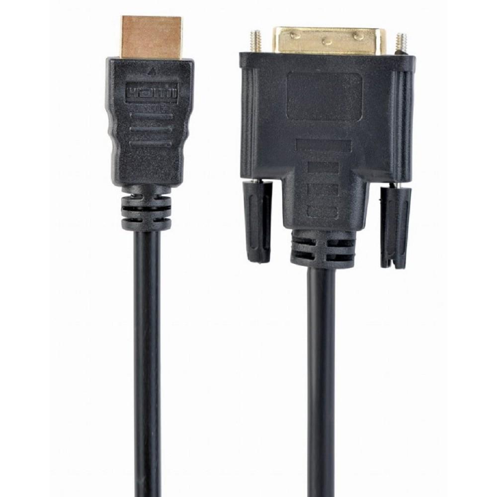 Кабель HDMI-DVI Cablexpert, 1.8м, 19M/19M, single link, черный, позол.разъемы, экран [CC-HDMI-DVI-6]