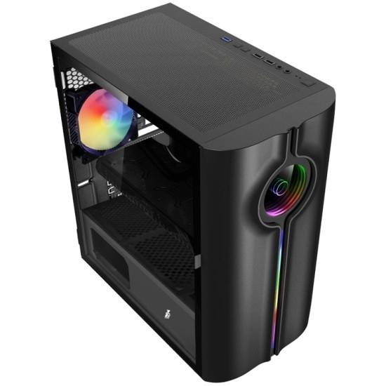 Корпус 1STPLAYER INFINITE SPACE IS3 Black / mATX, TG / 1x120mm RGB fan inc. / IS3-BK-1F2