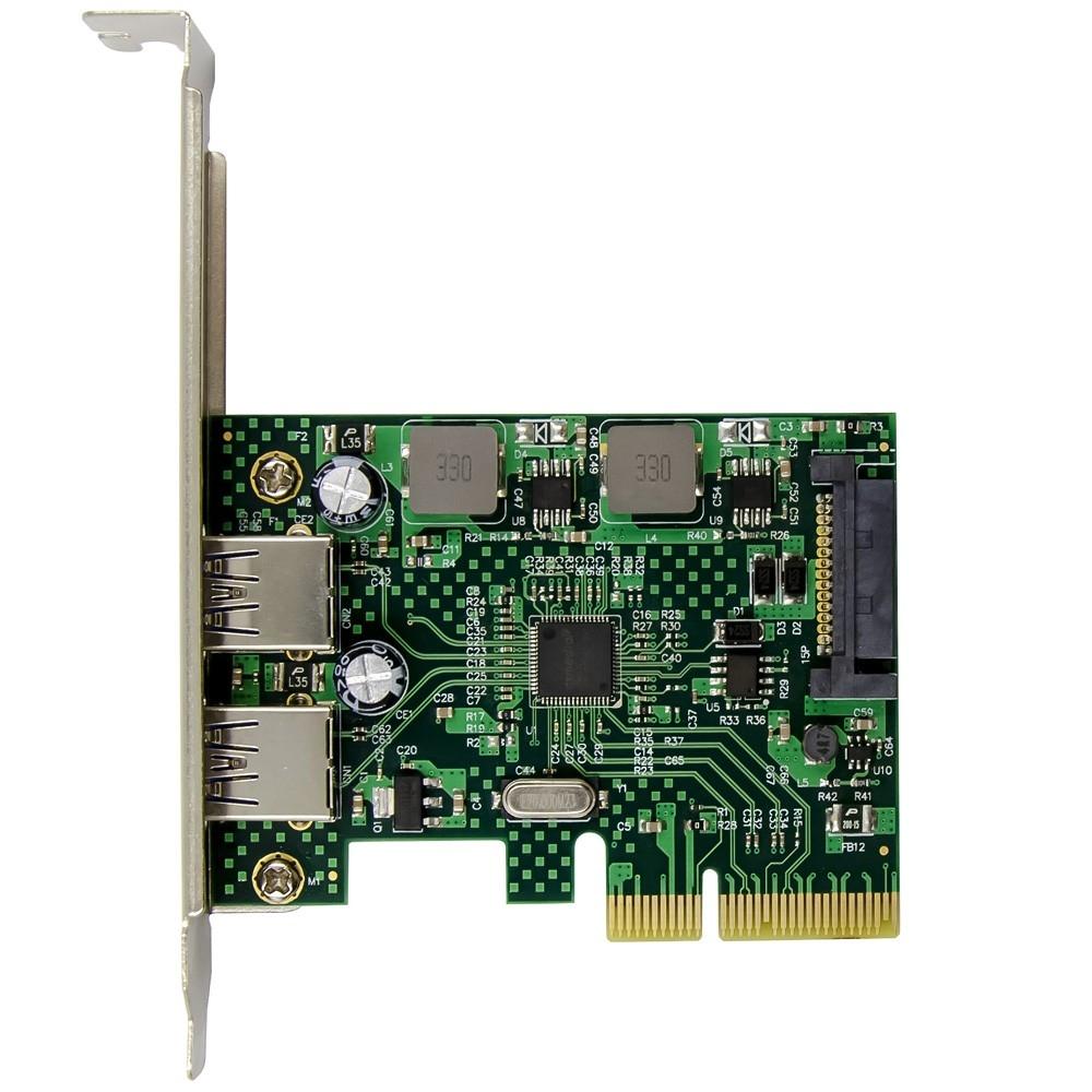 ORIENT AM-U3142PE-2A, Контроллер PCI-Ex4 v3.0, USB 3.2 Gen2, 2-port ext Type-A, ASM3142 chipset, разъем доп.питания, в комплекте LP планка крепления (31273)