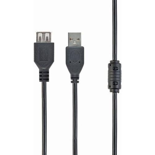 Filum Кабель удлинитель USB 2.0 Pro, 1.8 м., ферритовое кольцо,  черный, разъемы: USB A male-USB A female, пакет.[FL-CPro-U2-AM-AF-F1-1.8M] (894173)