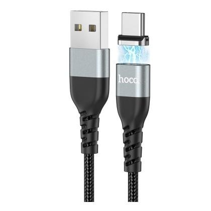 HOCO HC-42209 U96/ USB кабель Type-C/ Магнитный: данные + зарядка/ 1.2m/ 2.4A/ Нейлон/ Black