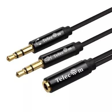Telecom <TAV205M-0.2M> Кабель-адаптер  2*3.5ST(M)/3.5 ST(F), 0.2м, PRO [7958820049675]