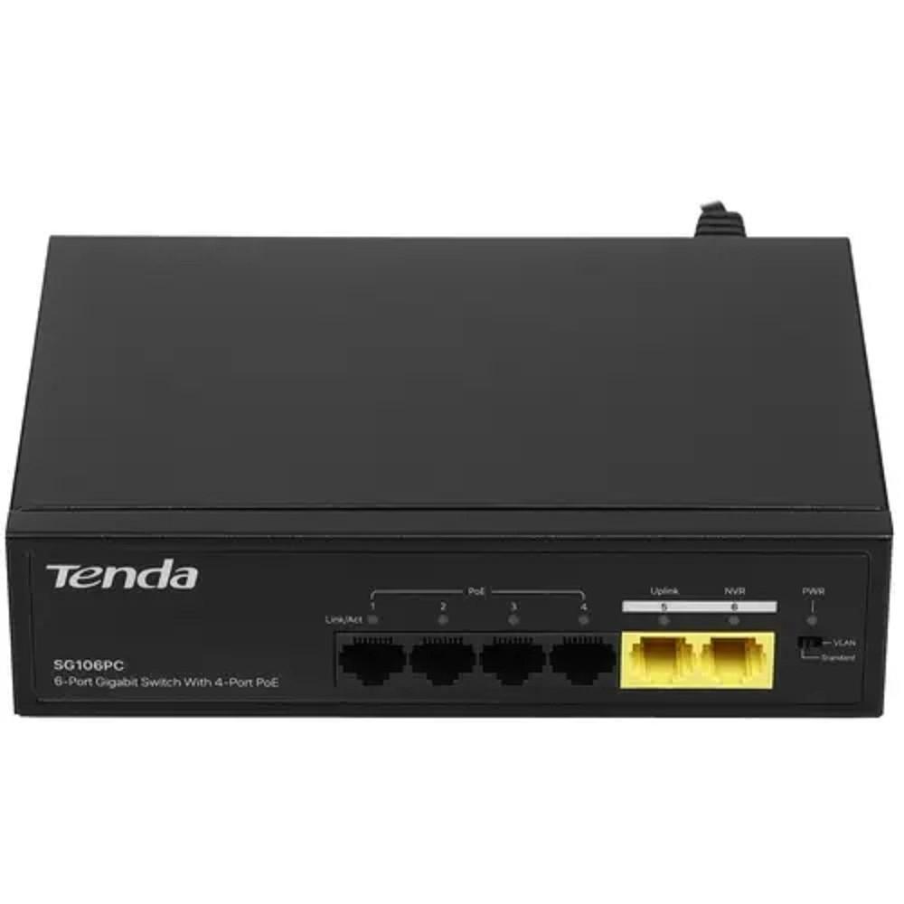 TENDA SG106PC Коммутатор настольный 6-Ports 10/100/1000 Base-TX 4-Ports PoE(PoE бюджет 58W)
