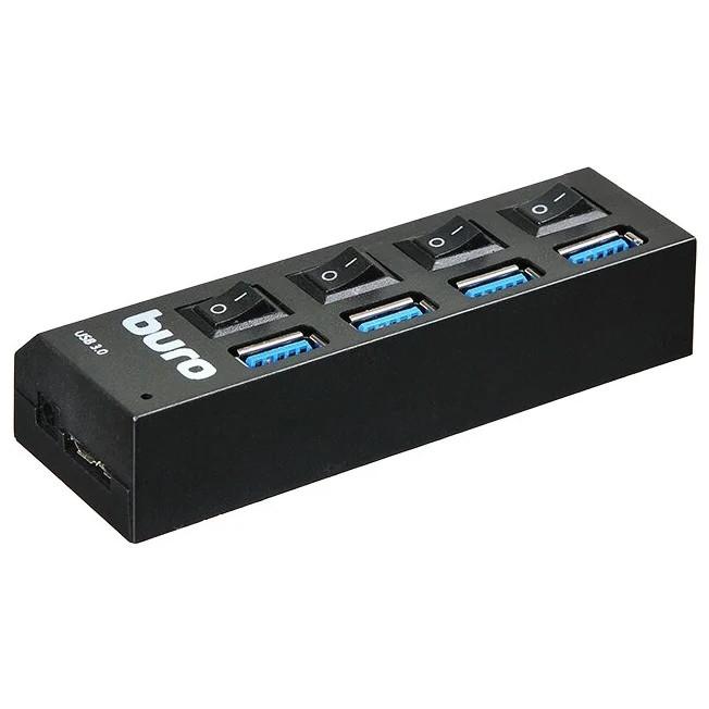 Buro BU-HUB4-U3.0-L Разветвитель USB 3.0 4порт. черный (389737)