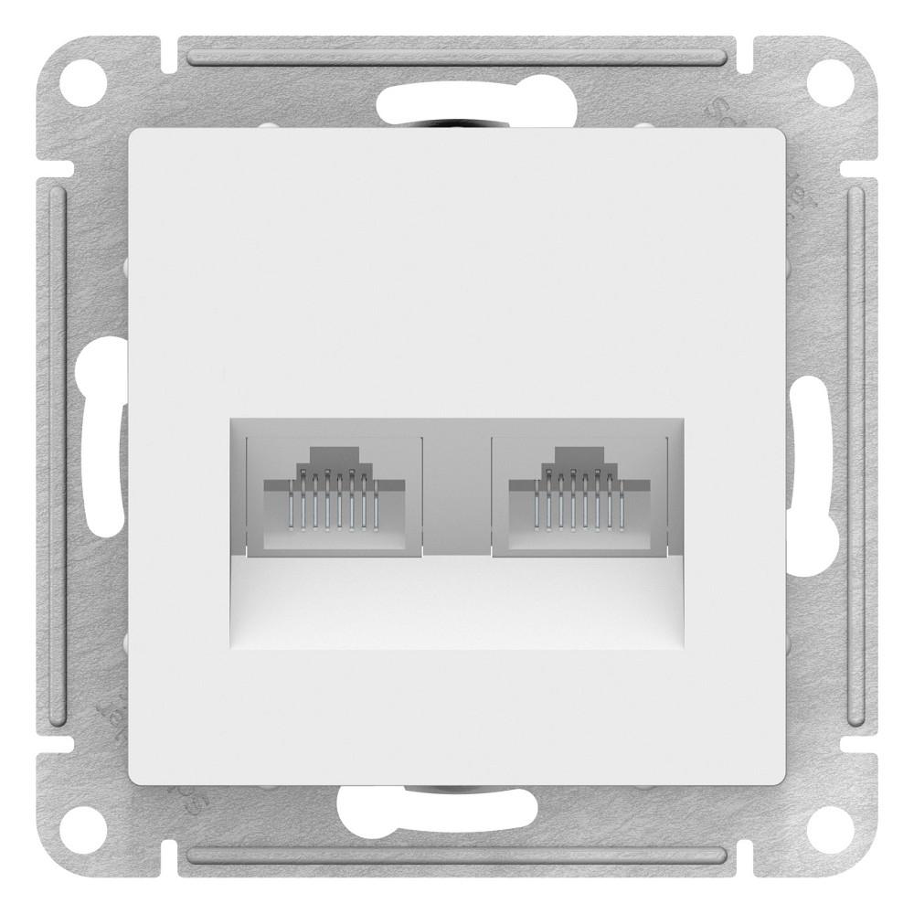 Schneider-electric ATN000185 ATLASDESIGN РОЗЕТКА двойная компьютерная RJ45+RJ45, кат.5E, механизм, БЕЛЫЙ