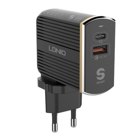 LDNIO LD_B4358 A2502C/ Сетевое ЗУ + Кабель PD/ PD + QC 3.0/ 2 USB Auto-ID/ Выход: 5V_9V_12V, 36W/ Black