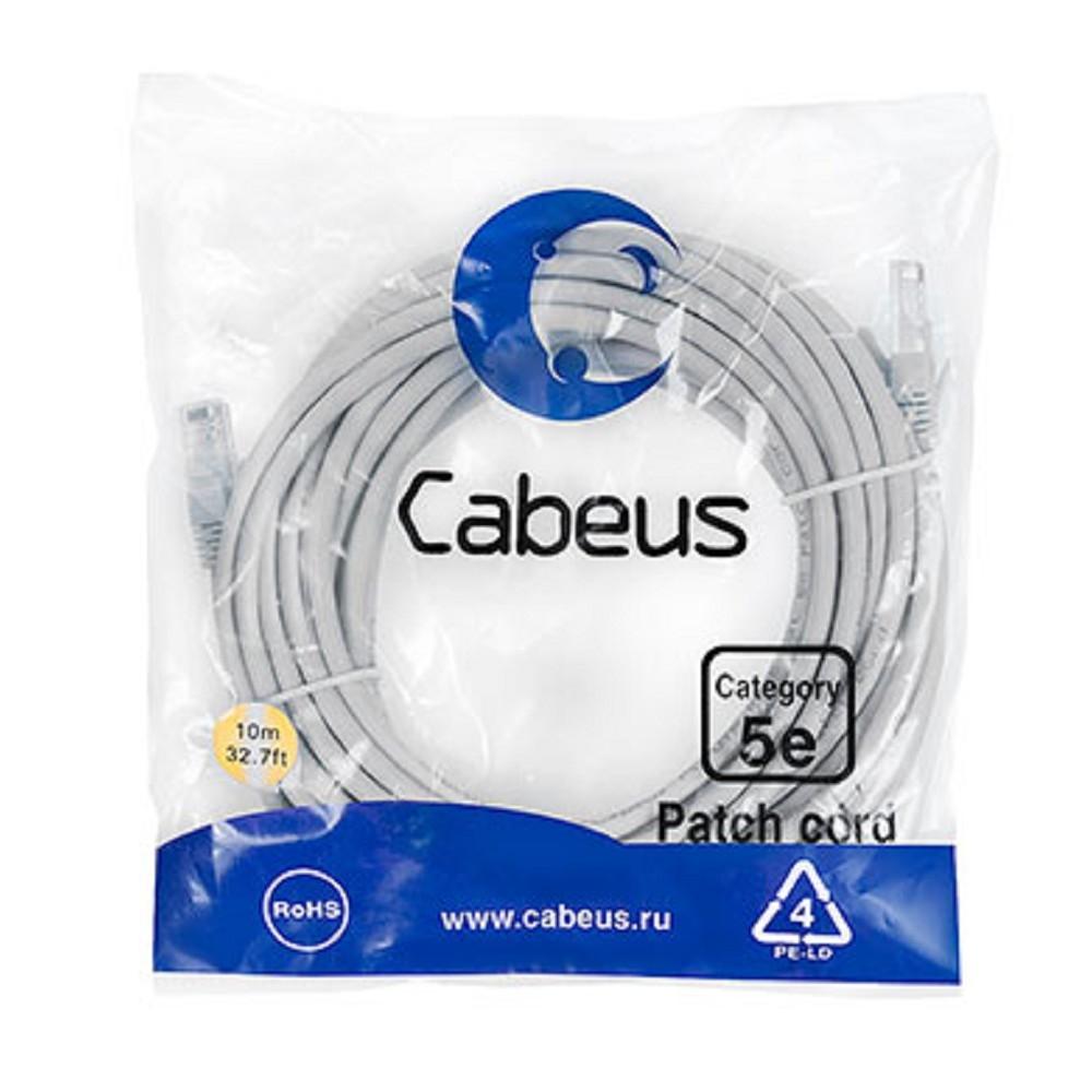 Cabeus PC-UTP-RJ45-Cat.5e-10m-LSZH Патч-корд U/UTP, категория 5е, 2xRJ45/8p8c, неэкранированный, серый, LSZH, 10м