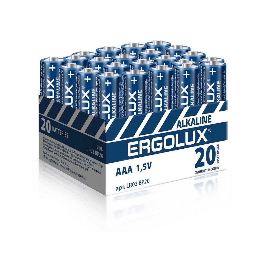 Ergolux.. LR03 Alkaline BP20 ( LR03 BP20, батарейка,1.5В)(20 шт. в уп-ке)