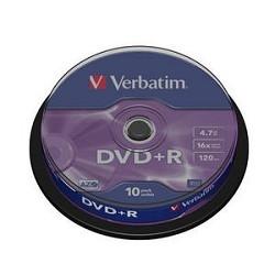 Verbatim  Диски DVD+R  4.7Gb 16х, 10 шт, Cake Box (43498)