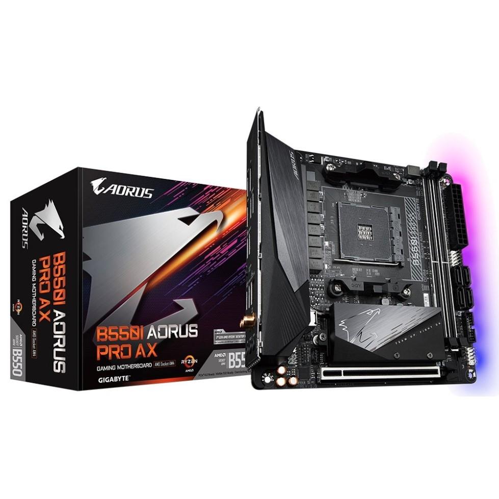 Gigabyte B550I AORUS PRO AX {Soc-AM4 AMD B550 2xDDR4 mini-ITX AC`97 8ch(7.1) 2.5Gg RAID+HDMI+DP}