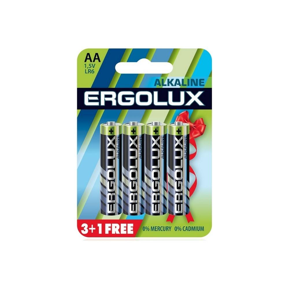 Ergolux  Alkaline LR6 BL 3+1(FREE) (LR6 BL3+1, батарейка,1.5В)  (4 шт. в уп-ке)