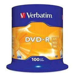 Verbatim  Диски DVD-R  4.7Gb 16-х, 100 шт, Cake Box (43549)