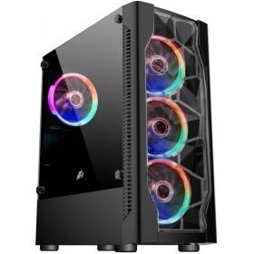 1STPLAYER D4-BK-4G6 Корпус DK D4 BLACK / ATX, tempered glass, metal mesh / 4x 120mm LED fans inc. / D4-BK-4G6