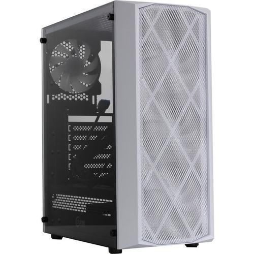 Powercase CMRMW-L4 Корпус Rhombus X4 White, Tempered Glass, Mesh, 4x 120mm 5-color LED fan, белый, ATX  (CMRMW-L4)