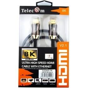 Telecom Кабель HDMI 19M/M,ver. 2.1, 8K@60 Hz 1m метал разъемы, нейлоновая оплетка Telecom <TCG300-1M>
