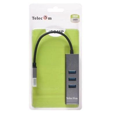 Telecom Переходник USB 3.0 -->RJ-45 1000Mbps +3 USB3.0, Aluminum Shell, 0.2м Telecom <TA311U>