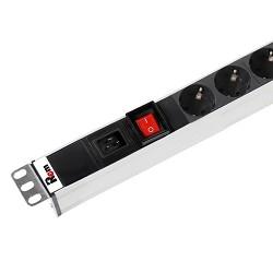 ЦМО Блок розеток Rem-16 с выкл., 7 Schuko, вход IEC 60320 C20, 16A, алюм., 19" ( бывш R-16-7S-V-440-Z)