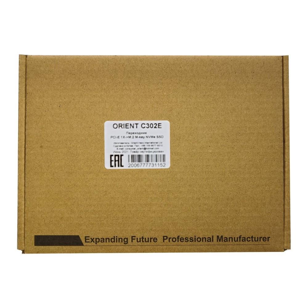 ORIENT C302E, Переходник PCI-Ex1->M.2 M-key NVMe SSD, тип 2230/2242/2260/2280, 2 планки крепления в комплекте (31152)