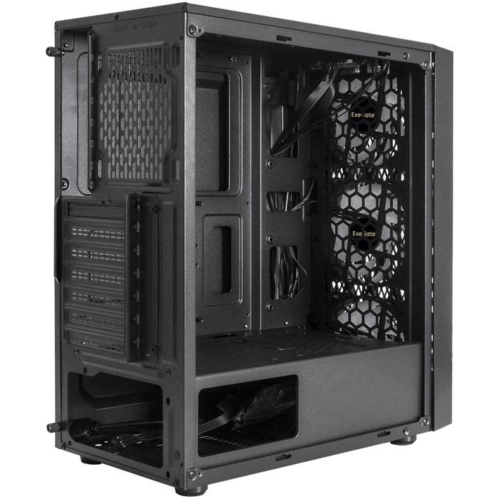 Exegate EX292859RUS Корпус Miditower ExeGate EVO-8243 (ATX, без БП, 2*USB+1*USB3.0, черный, 3 вент. с RGB подсветкой, боковая панель - закаленное стекло)