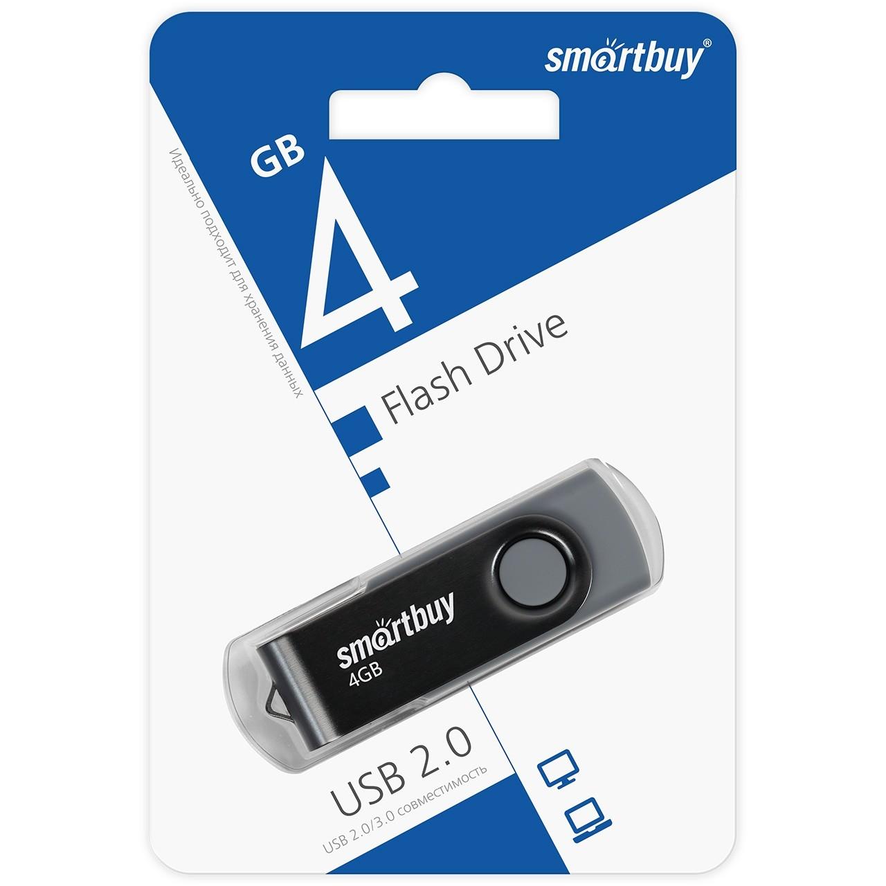 Smartbuy USB Drive 4GB Twist Black (SB004GB2TWK)