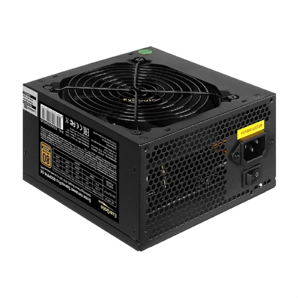 Exegate EX292204RUS Серверный БП 600W ExeGate ServerPRO 80 PLUS® Bronze 600PPH-SE (ATX, for 3U+ cases, APFC, КПД 85% (80 PLUS Bronze), 12cm fan, 24p, (4+4)p, PCIe, 5SATA, 3IDE, black)