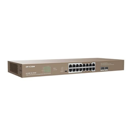 IP-COM G1118P-16-250W Коммутатор PoE неуправляемый 16-Ports 10/100/1000 Base-T + 2-Port 1000 Base-X SFP  / 16-Ports PoE (PoE бюджет 230W)