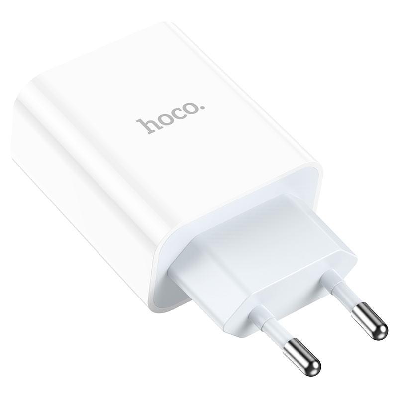 HOCO HC-66076 C97A/ Сетевое ЗУ/ PD + QC 3.0/ 2 USB: Type-A + Type-C/ Выход: 5V_9V_12V, 20W/ White