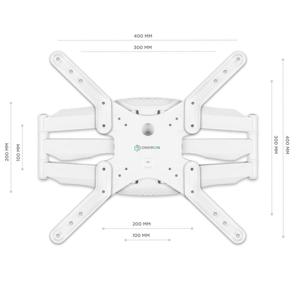 ONKRON M5 белый Для телевизоров диагональю 32"-60" Максимальная нагрузка: 36,4 кг VESA: 100x100, 200x100, 200x200, 200x300, 200x400, 300x300, 400x200, 400x300, 400x400 мм