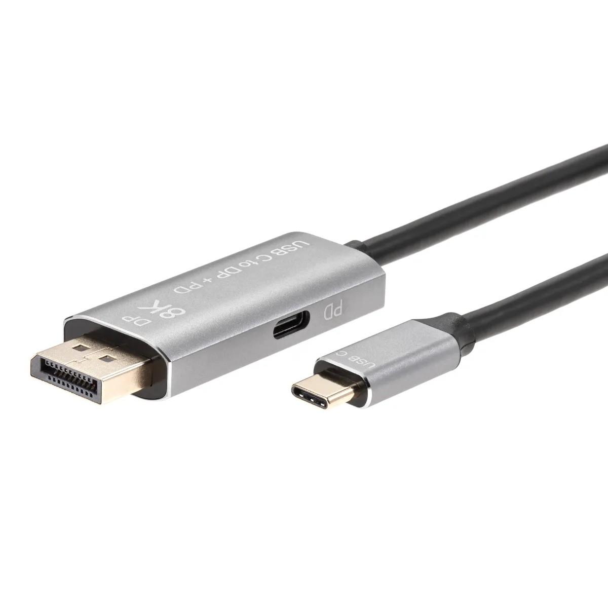 VCOM CU480MCPD-1.8M Кабель-адаптер USB Type-Cm --> DP1.4v (m) 8K@60Hz, PD 100W,1.8m , Alum Shell,VCOM <CU480MCPD-1.8M>