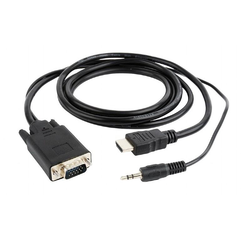 Cablexpert Кабель HDMI-VGA 19M/15M + 3.5Jack, 3м, черный, позол.разъемы, пакет (A-HDMI-VGA-03-10)