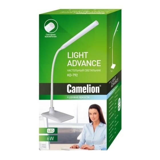 Camelion KD-792  C01 белый  LED (Свет-к настольн.,6 Вт,230В, сенсорн.вкл-е, 4 ур. ярк,4000К)