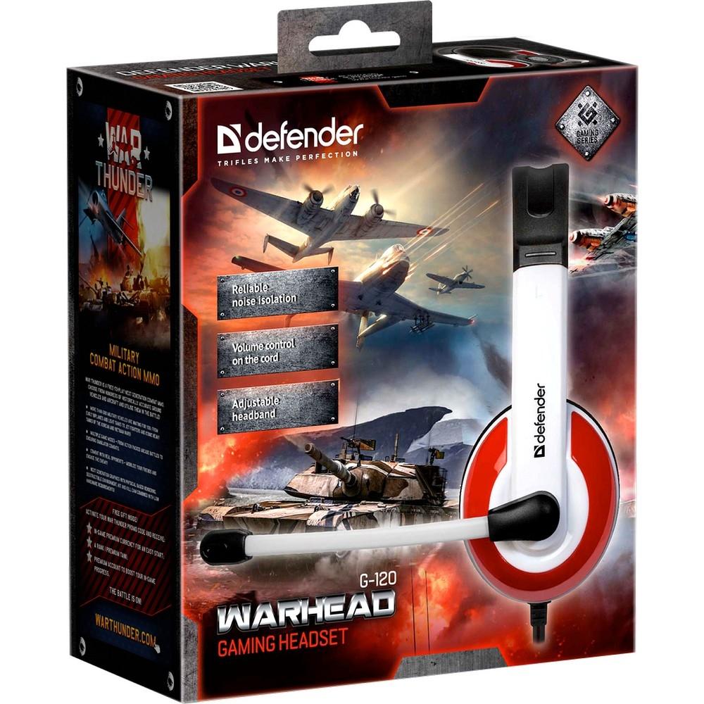 Defender Warhead G-120 красный + белый, кабель 2 м  [64098]