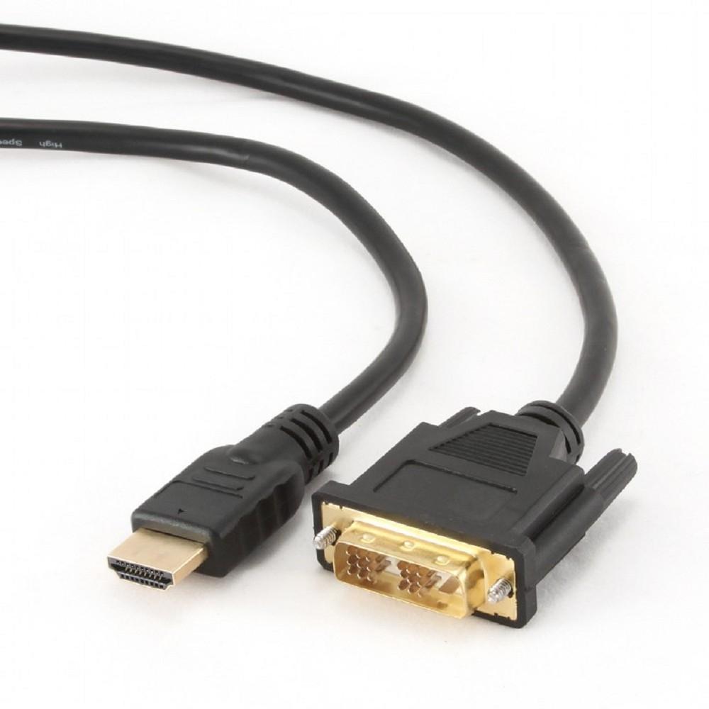Кабель HDMI-DVI Cablexpert, 1.8м, 19M/19M, single link, черный, позол.разъемы, экран [CC-HDMI-DVI-6]