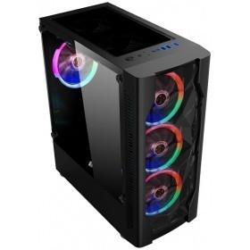 1STPLAYER D4-BK-4G6 Корпус DK D4 BLACK / ATX, tempered glass, metal mesh / 4x 120mm LED fans inc. / D4-BK-4G6