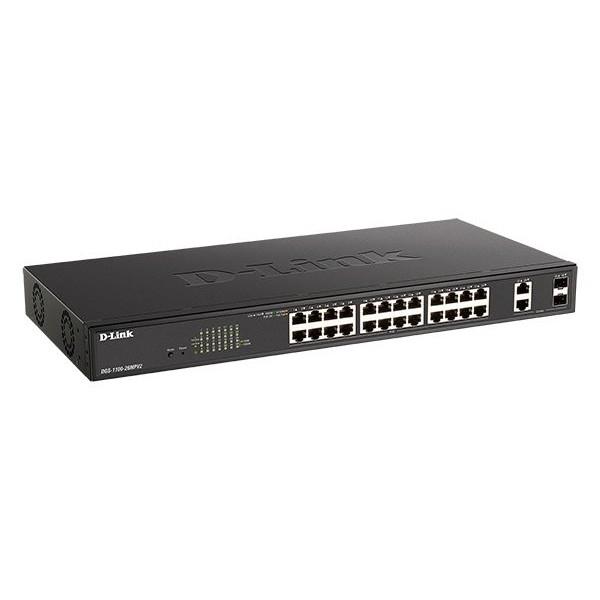 D-Link DGS-1100-26MPV2/A3A Настраиваемый L2 коммутатор с 24 портами 10/100/1000Base-T и 2 комбо-портами 1000Base-T/SFP (24 порта PoE 802.3af/at, PoE-бюджет 370 Вт)