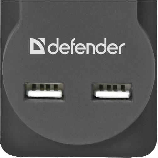 Defender Фильтр DFS 755 5.0 м, 5 розеток, 2xUSB, 2.1A (99755)