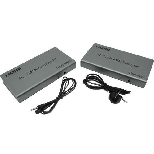ORIENT VE051, HDMI KVM extender, HDMI+USB+Audio удлинитель до 120 м по витой паре Cat5e/6, HDMI 1.4, 4K@30Hz/1080p@60Hz, HDCP, передача ИК сигнала управления, пит. от вн.БП 5В/1А, метал.корп.(31068)