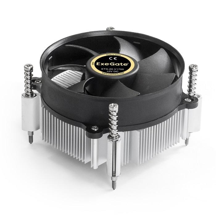 Exegate EX292654RUS Кулер ExeGate ETA-20.V1700 (Al, LGA1700/1150/1151/1155/1156/1200/1366, TDP 90W, Fan 95mm, 2400RPM, Hydro bearing, 3pin, 22db, 340г, с термопастой, на винтах, Color Box)