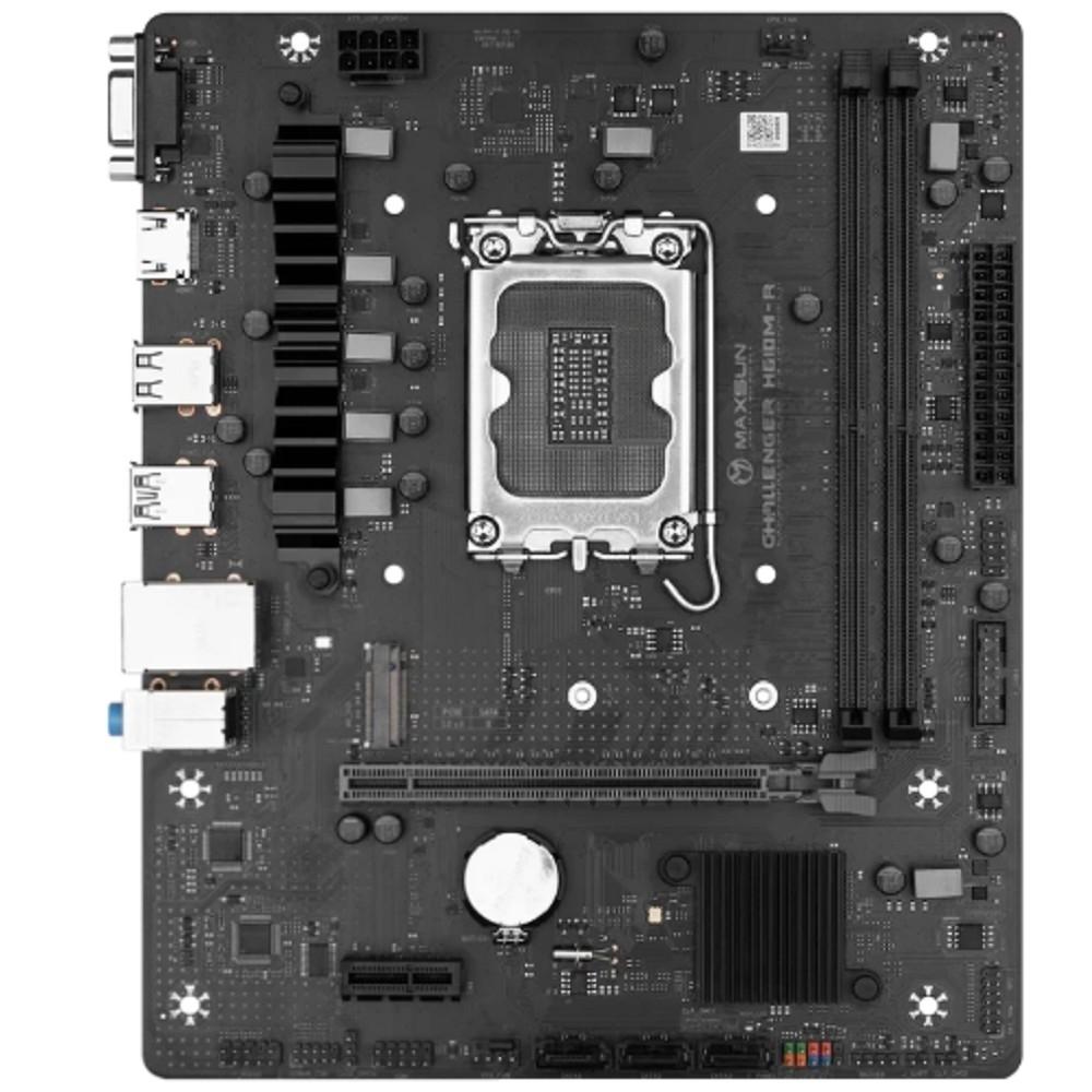 MAXSUN MS-Challenger H610M-R V2 (Socket 1700, mATX, 2*DDR4, VGA+HDMI, 3*SATA3, 1*M.2, 1*PCIEx16/1*PCIEx1, 4*USB 2.0, 2*USB 3.2 Gen1, LAN 1*1G, RTL)