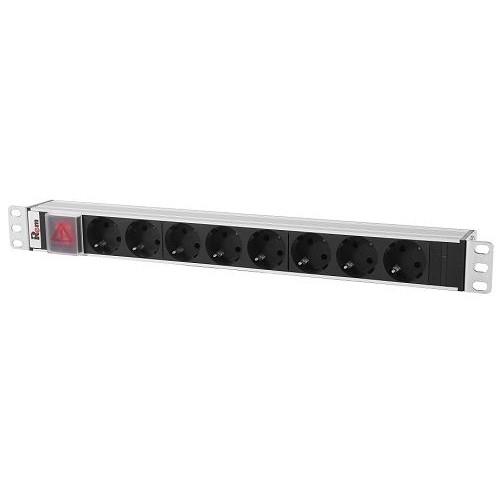 ЦМО Блок розеток Rem-10 с выкл., 8 Schuko, 10 A, алюм., 19", шнур 1.8 м. 1,8 IEC 60320 C14 (R-10-8S-V-440-1.8)